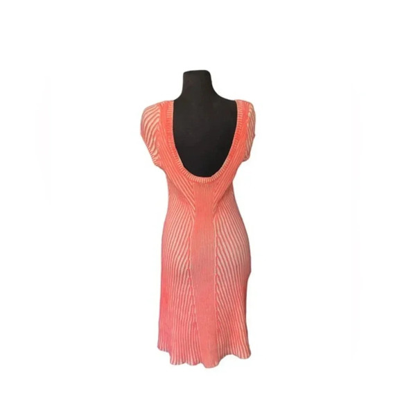 Free People Hot Off The Press Stretch Ribbed Knit Coral Pink Dress Size … - Picture 8 of 8